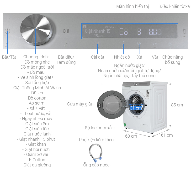 Máy giặt Samsung AI Ecobubble+ Inverter 12 kg WW12CGP44DSHSV