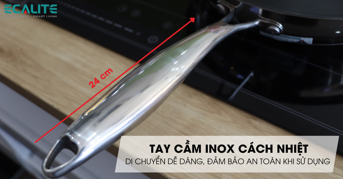 Tay cầm Inox cách nhiệt của chảo chống dính Ecalite EP-28EHN