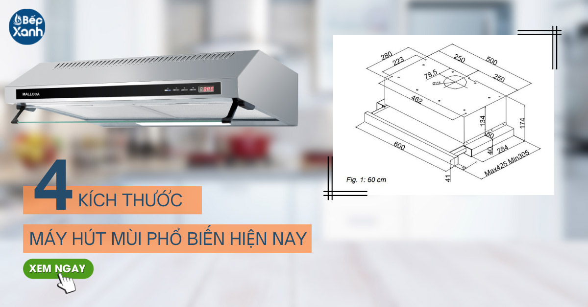 4 Kích thước máy hút mùi nhà bếp phổ biến nhất hiện nay