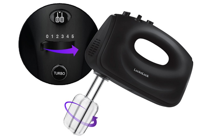 Máy đánh trứng LocknLock EJM501DGRY - Bảng điều khiển bằng nút gạt với 5 tốc độ kèm nút Turbo tăng tốc Máy đánh trứng LocknLock EJM501DGRY - Bảng điều khiển bằng nút gạt với 5 tốc độ kèm nút Turbo tăng tốc