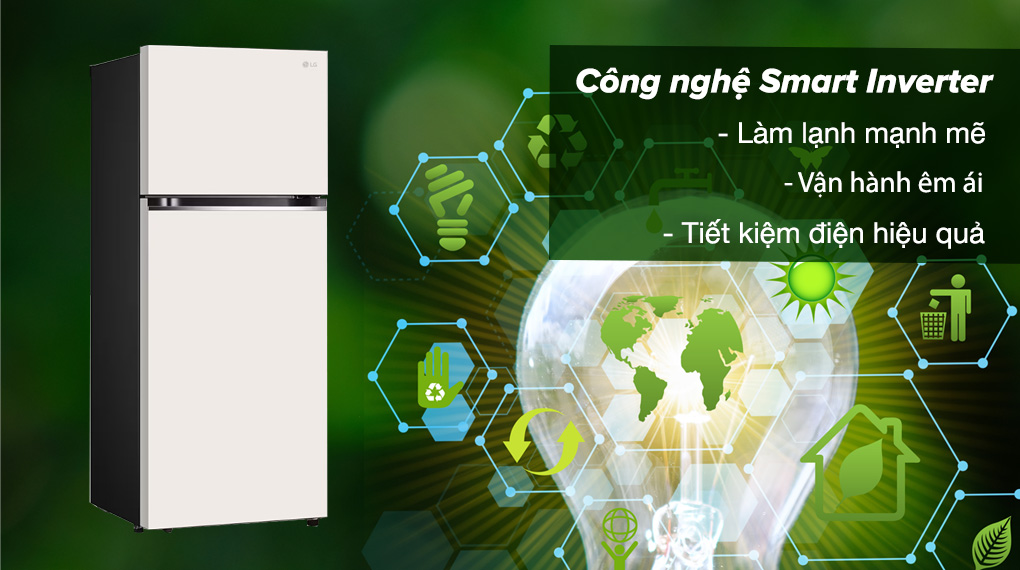 Tủ lạnh LG Inverter 395 lít GN-B392BG - Công nghệ Smart Inverter tiết kiệm điện hiệu quả, hoạt động êm ái và bền bỉ theo thời gian