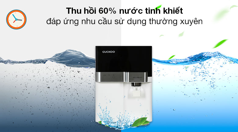 Tỉ lệ thu hồi - Máy lọc nước RO Cuckoo CP-RRP702MBK 4 lõi