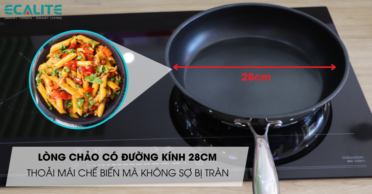 Lòng chảo Inox EP-28EHN có đường kính 28cm thoải mái chế biến đồ ăn