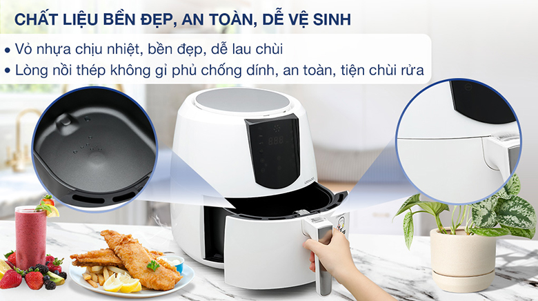 Nồi chiên không dầu Lock&Lock EJF357WHT 5.2 lít - Chất liệu