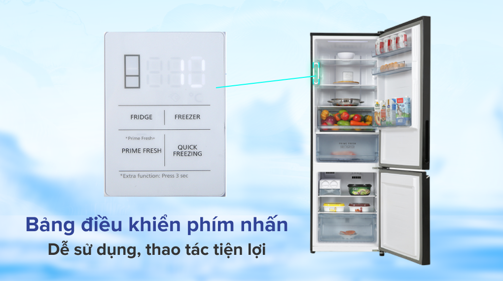 Tủ lạnh Panasonic Inverter 325 lít NR-BC361VGMV - Bảng điều khiển phím nhấn