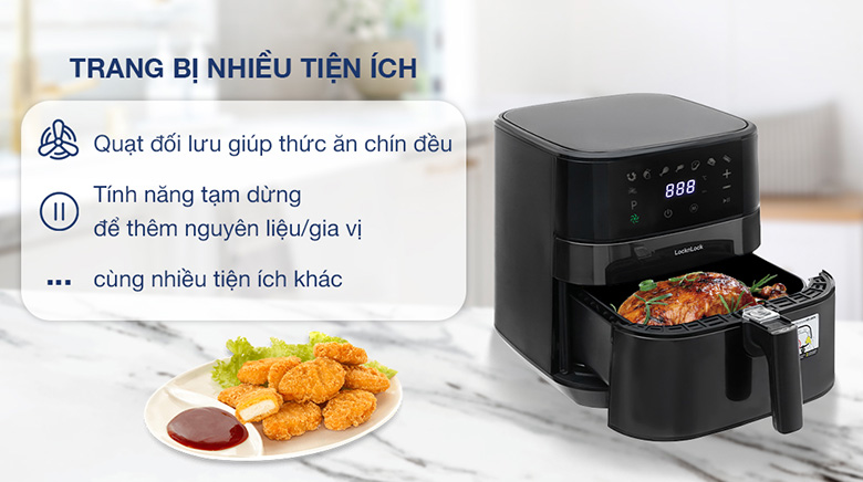 Nồi chiên không dầu Lock&Lock EJF284BLK 5.5 lít - Tiện ích