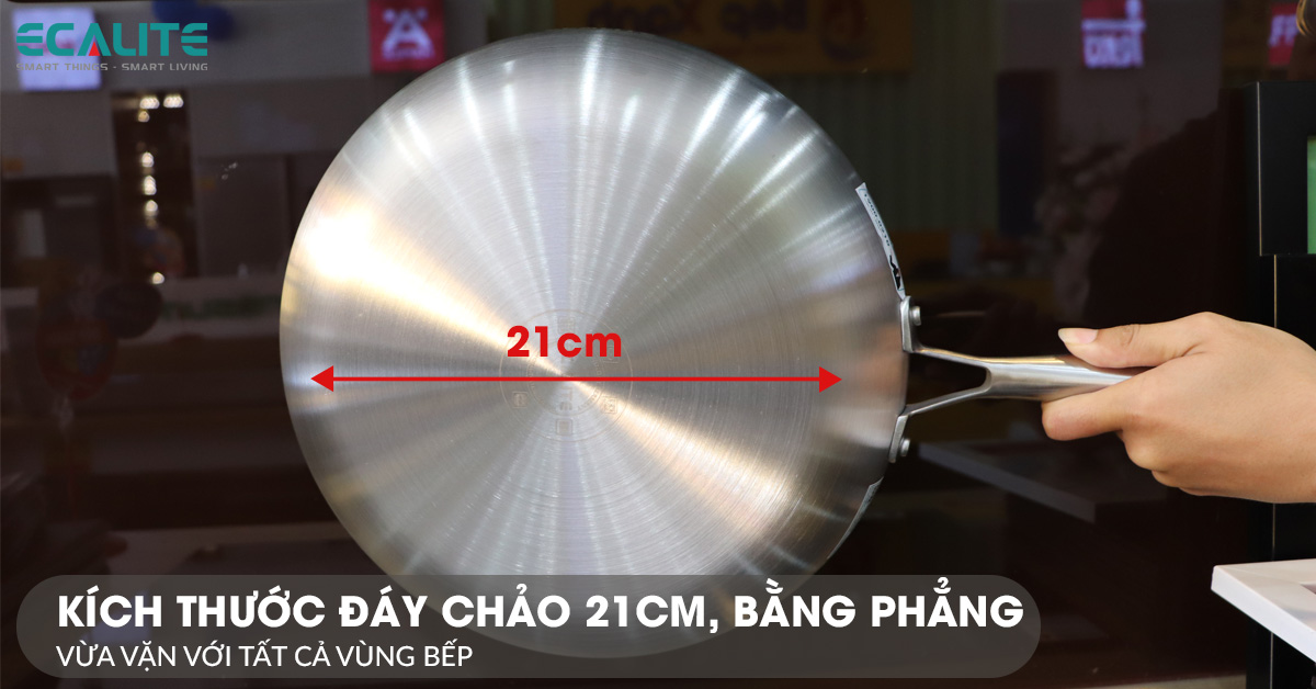 Kích thước đáy chảo inox chống dính Ecalite EP-28H