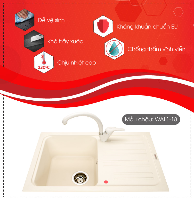 chậu 1 hộc WAL1-18 và những thông tin nổi bật