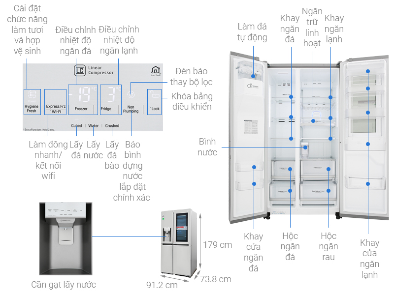 Tủ lạnh LG Inverter 601 lít Side By Side InstaView Door-in-Door GR-X247JS