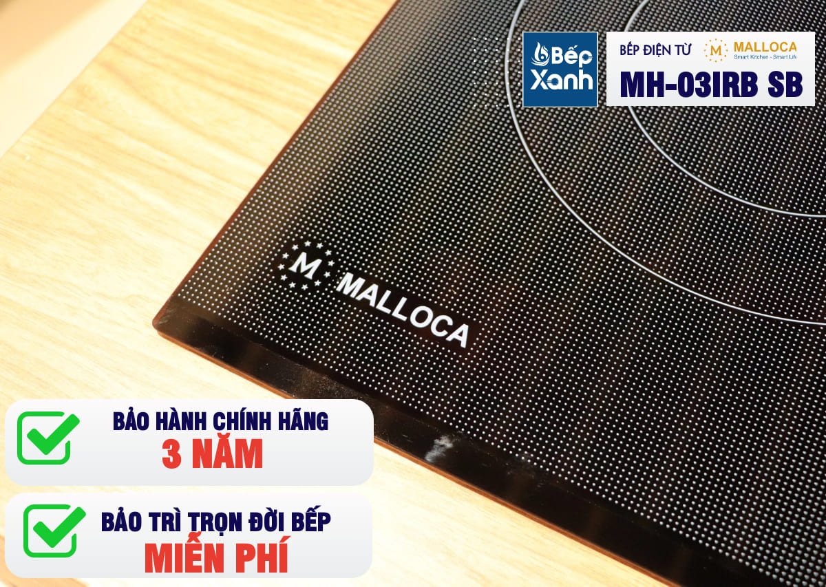 Bếp Malloca MH-03IRB SB mặt kính chấm bi được bảo hành chính hãng 3 năm tại nhà