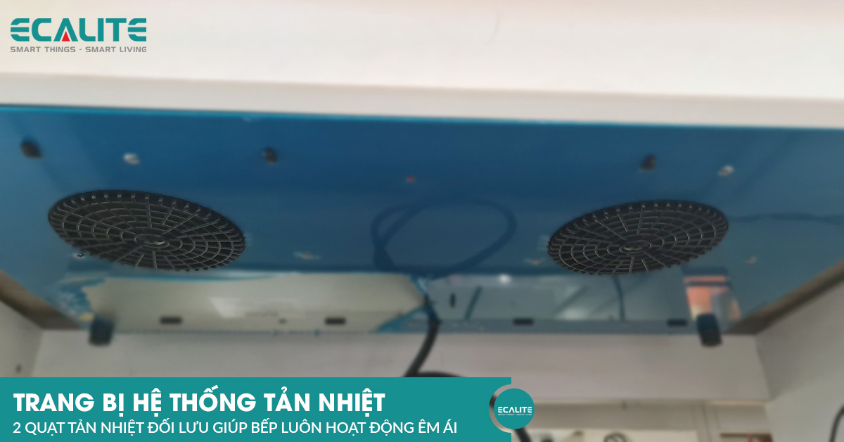 Phía dưới bếp điện từ Ecalite EL-MK2688IR được trang bị 2 quạt tản nhiệt giúp bếp luôn mát mẻ