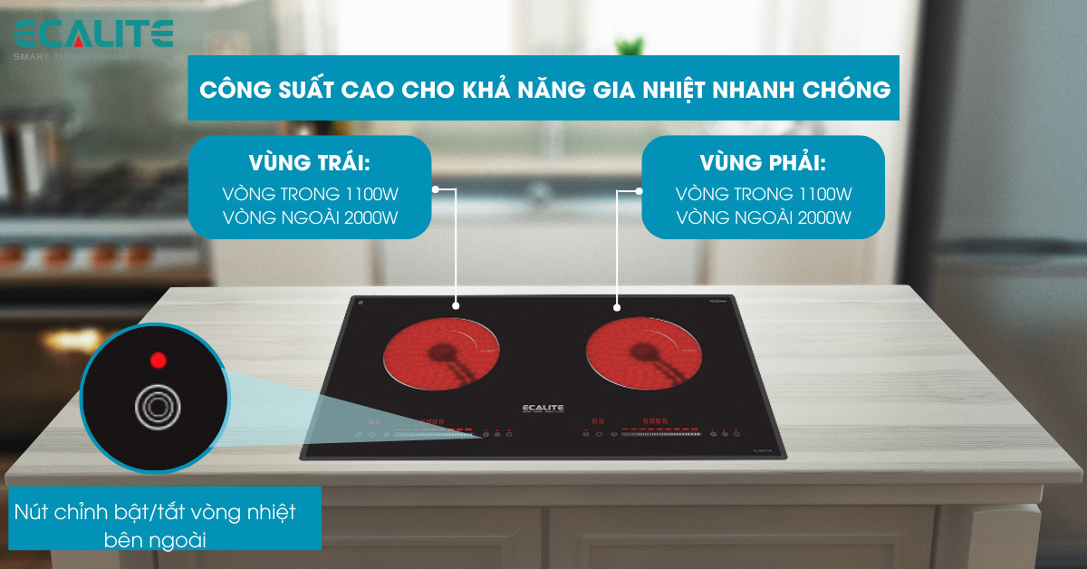 Công suất 2 vùng nấu