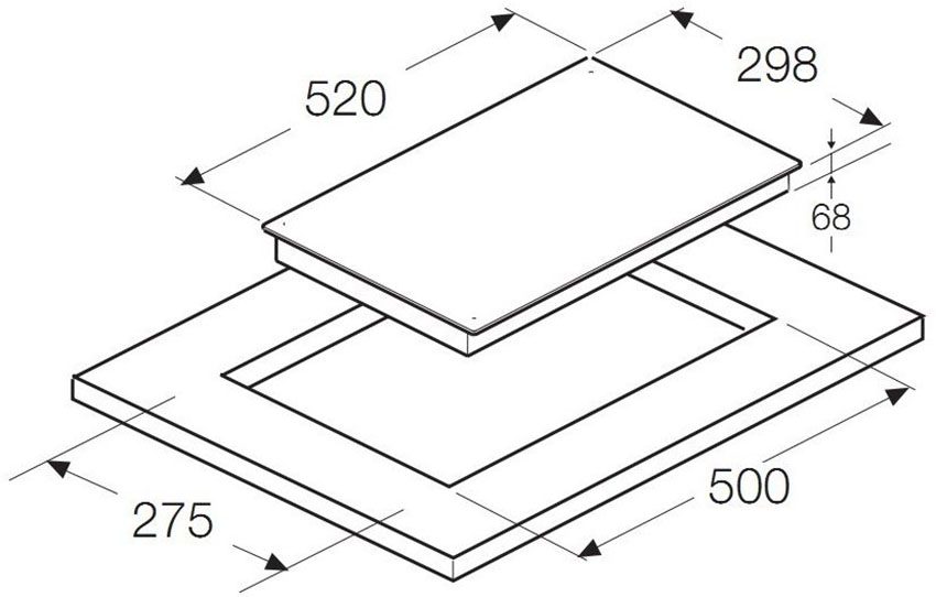 Kích thước của bếp hồng ngoại Domino Hafele HC-R302A 536.01.620