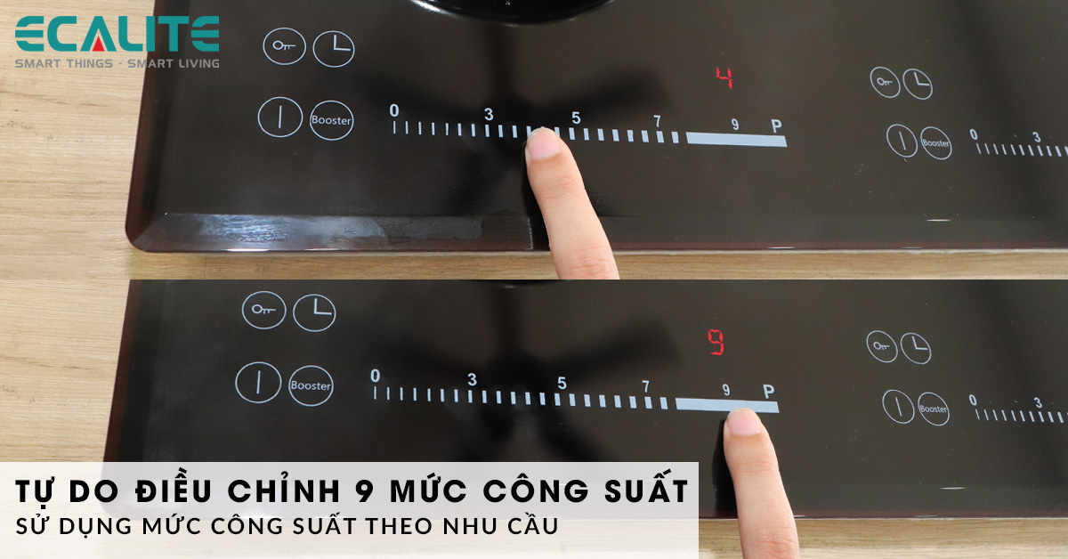 Bếp điện từ 3 vùng nấu EL-MS3881IR có 9 mức công suất