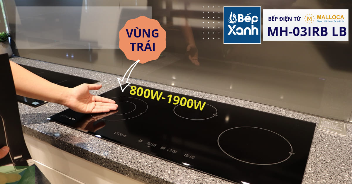 Vùng nấu trái của bếp malloca mh 03irb lb