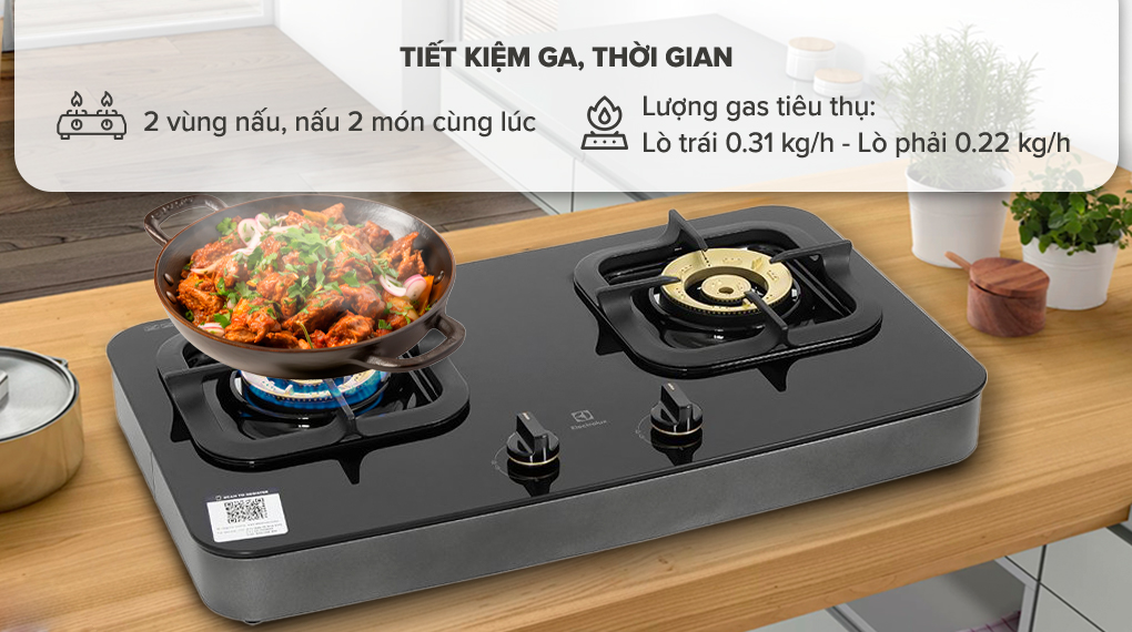 Lượng ga tiêu thụ - Bếp ga đôi Electrolux ETG7266GKR