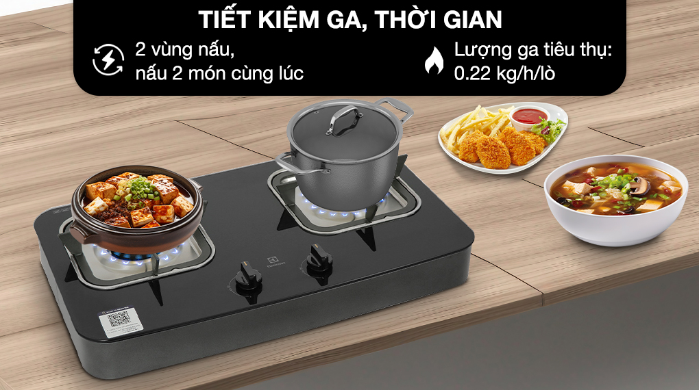 Lượng ga tiêu thụ - Bếp ga đôi Electrolux ETG7256GKR Lượng ga tiêu thụ - Bếp ga đôi Electrolux ETG7256GKR