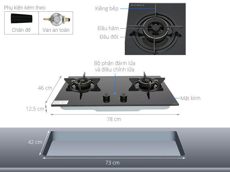 Thông số kỹ thuật Bếp gas âm Electrolux EHG7230BE