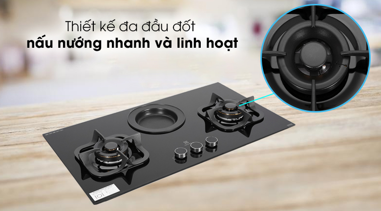 Bếp ga âm Electrolux EHG9360BS - Thiết kế đa đầu đốt giúp nấu nướng nhanh và linh hoạt