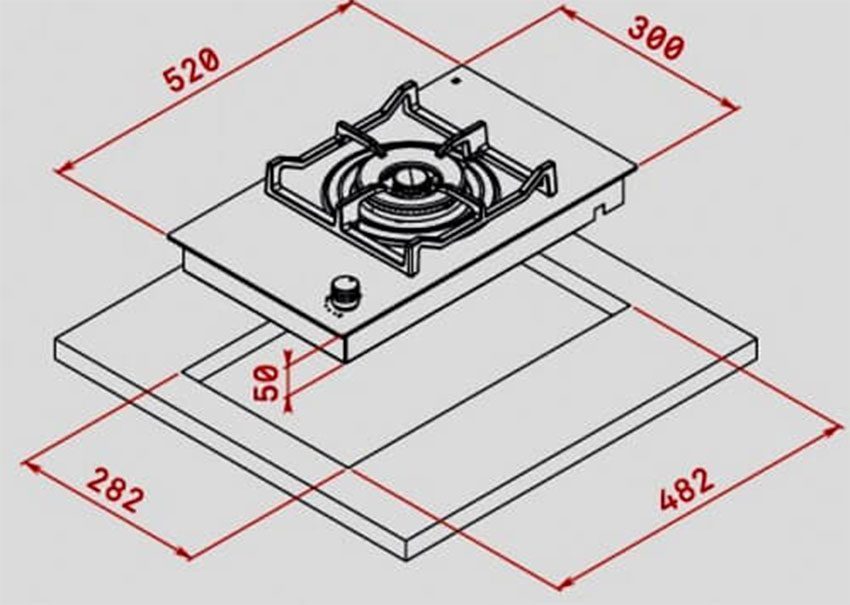 Kích thước của bếp gas đơn âm Teka EFX 30.11 G AI AL DR