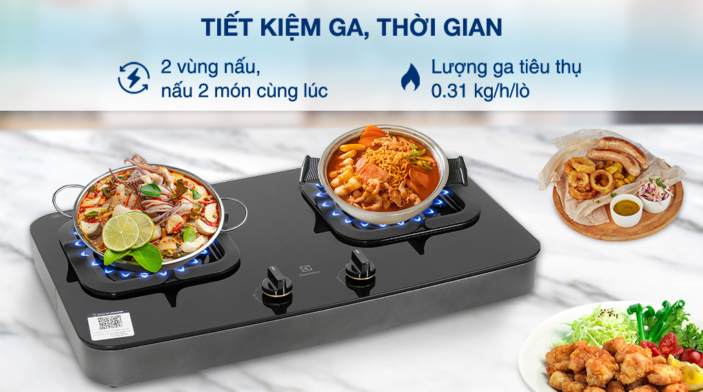 Lượng ga tiêu thụ - Bếp ga đôi Electrolux ETG7286GKR