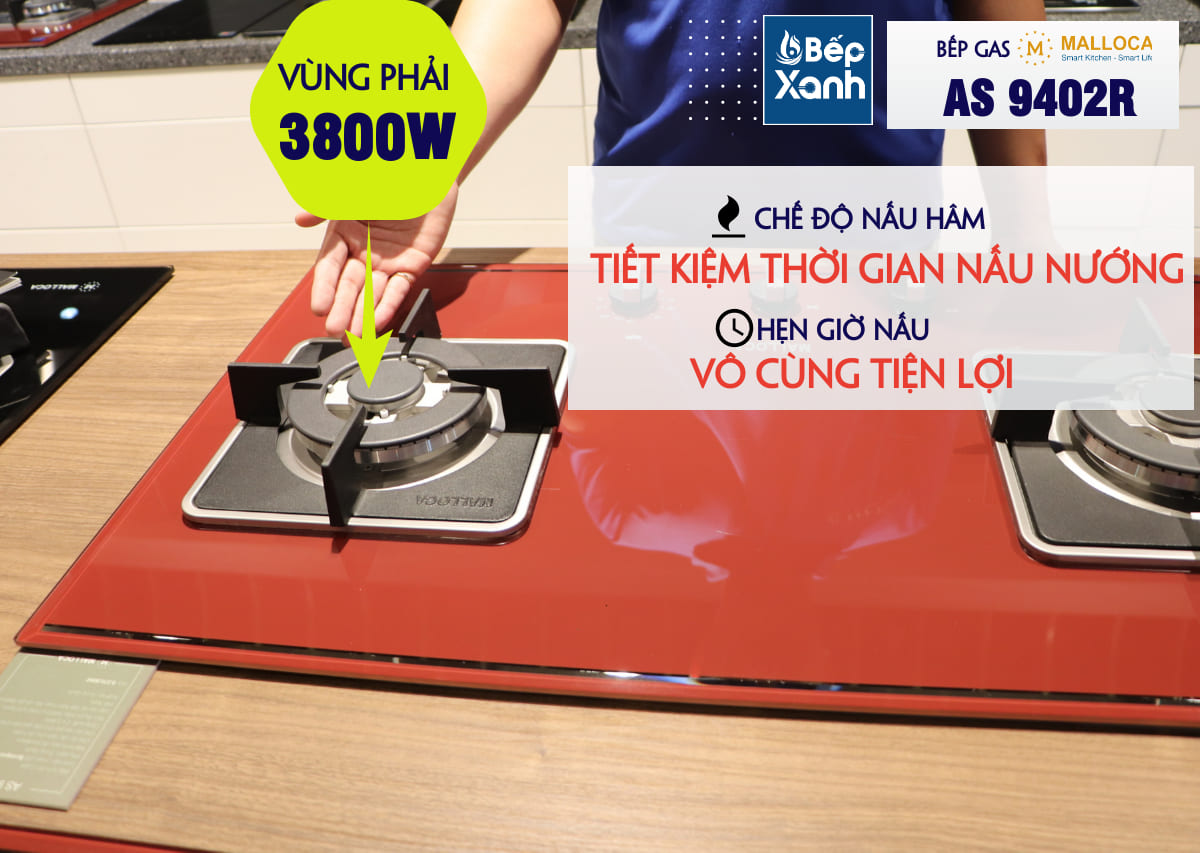 bếp bên phải bếp gas đôi Malloca AS 9402R