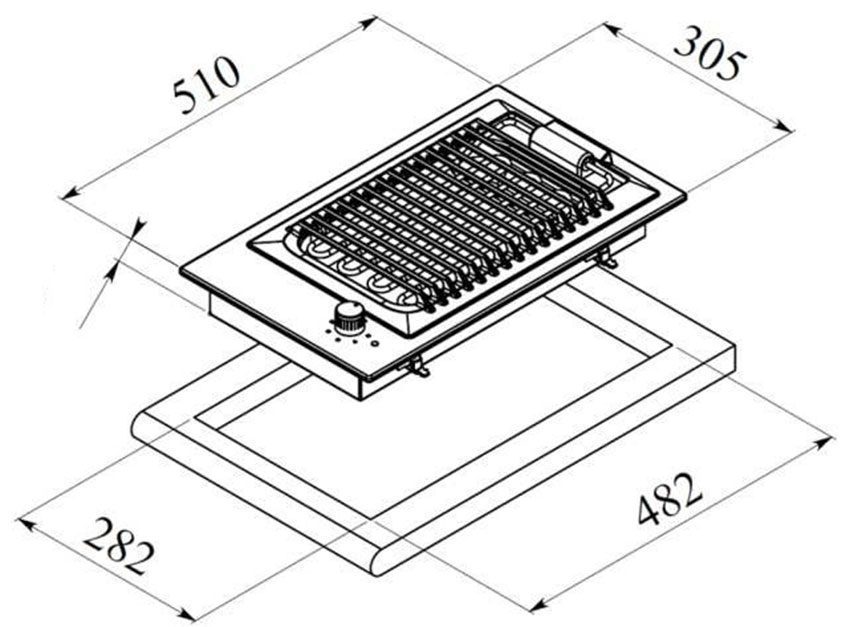 Kích thước của bếp nướng âm Teka EFX 30.1 BBQ GRILL