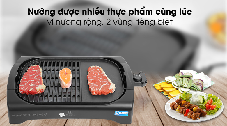 Nướng nhiều thực phẩm cùng lúc - Bếp nướng điện Electrolux ETTG1-40BK 2200W Nướng nhiều thực phẩm cùng lúc - Bếp nướng điện Electrolux ETTG1-40BK 2200W