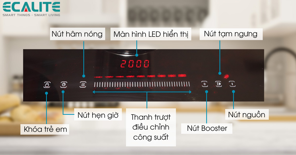 Bảng điều khiển cảm ứng của bếp từ Ecalite EL-MK2688II