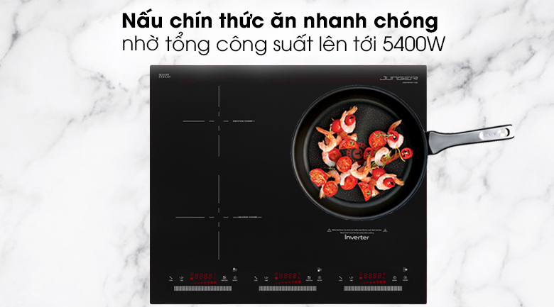 Bếp từ hồng ngoại ba vùng nấu Junger CEJ-300-IIF - Nấu chín thức ăn nhanh chóng qua tổng công suất lên tới 5400W