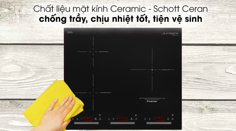 Bếp từ hồng ngoại ba vùng nấu Junger CEJ-300-IIF - Chất liệu mặt bếp từ Junger bằng kính Ceramic - Schott Ceran cao cấp