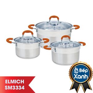 BỘ NỒI INOX SMARTCOOK 3 CHIẾC CỠ 16CM, 20CM, 24CM-SM3334