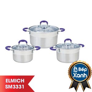 BỘ NỒI INOX SMARTCOOK 3 CHIẾC CỠ 16CM, 20CM, 24CM-SM3331