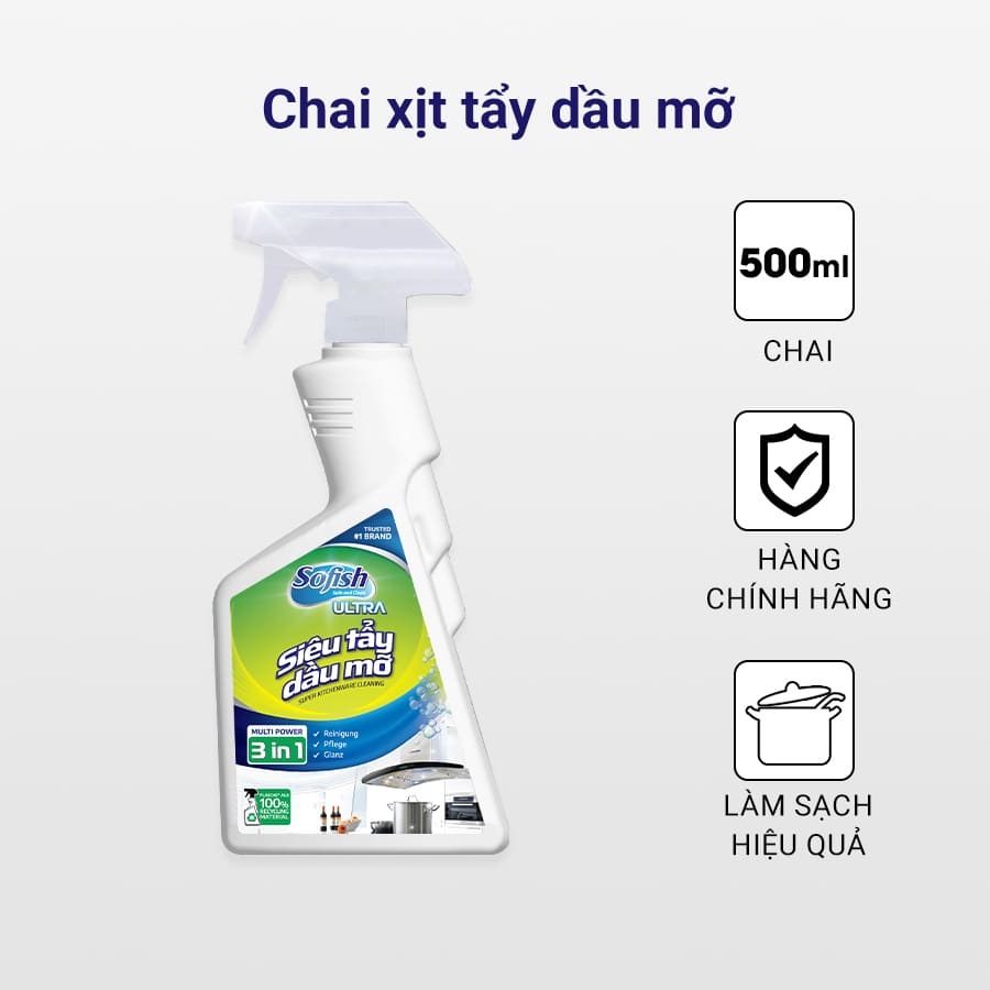 Chai xịt Sofish tẩy dầu mỡ loại 500ml