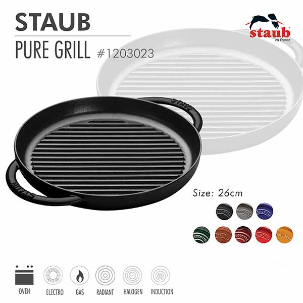 Chảo gang nướng Staub 26 cm - Màu Đen