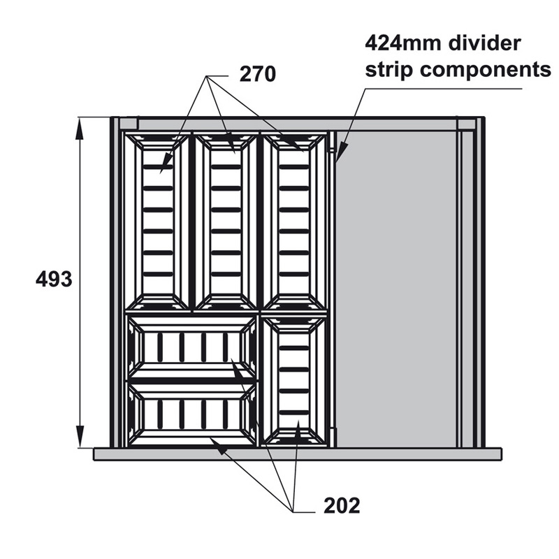 Khay chia hộc tủ 500mm bằng inox Hafele 552.52.893