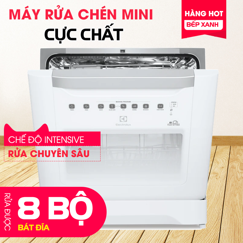 Máy Rửa Chén Mini 8 Bộ Electrolux ESF6010BW / Để Bàn Tiện Lợi