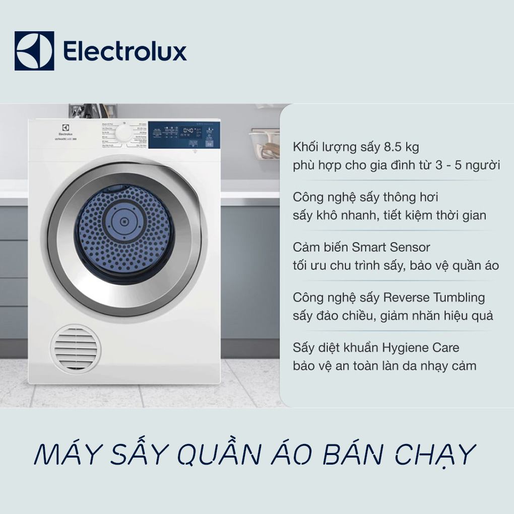 Máy sấy thông hơi Electrolux 8.5 kg EDS854J3WB