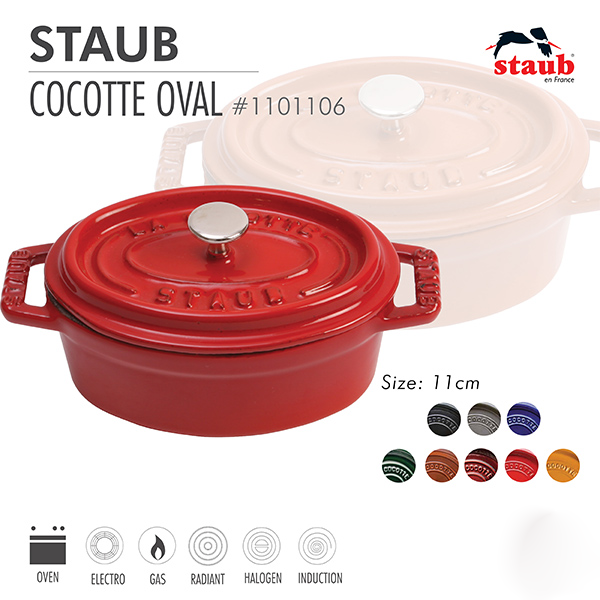 Nồi gang oval Staub 11 cm – Màu đỏ Cherry