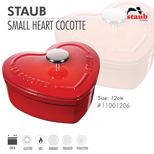 Nồi gang Staub hình trái tim 12 cm - Màu đỏ cherry