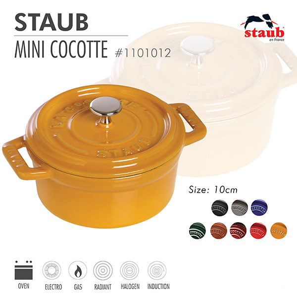 Nồi gang tròn Staub 10 cm – Màu vàng mù tạt