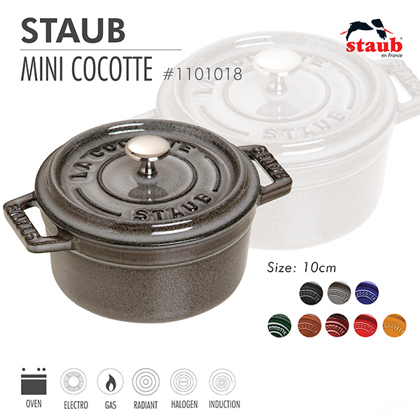 Nồi gang tròn Staub 10 cm – Màu xám