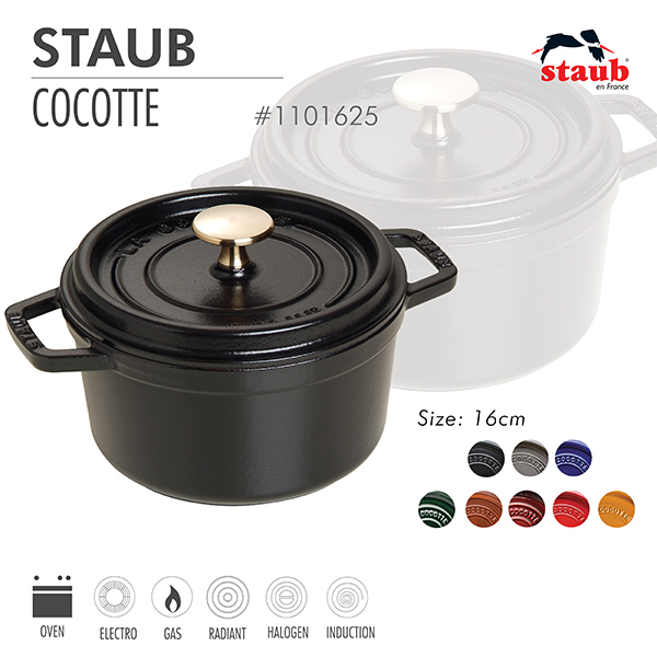 Nồi gang tròn Staub 16 cm – Màu đen