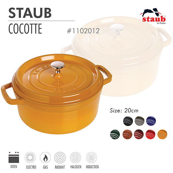 Nồi gang tròn Staub 20 cm – Màu vàng mù tạt