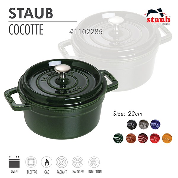 Nồi gang tròn Staub 20 cm – Màu xanh rêu