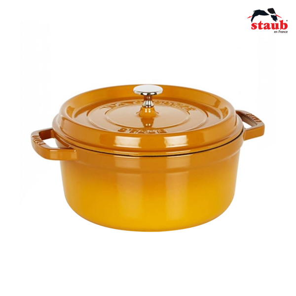 Nồi gang tròn Staub 22 cm – Màu vàng mù tạt