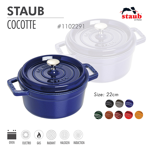 Nồi gang tròn Staub 22 cm – Màu xanh đen