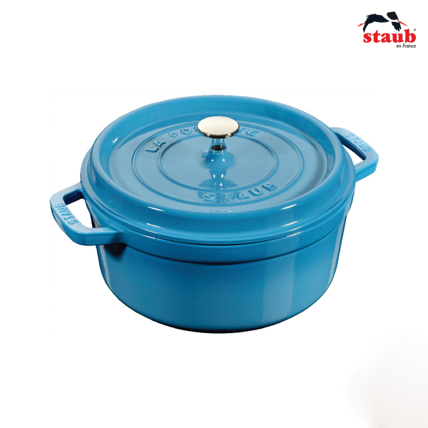 Nồi gang tròn Staub 24cm – Màu xanh dương nhạt