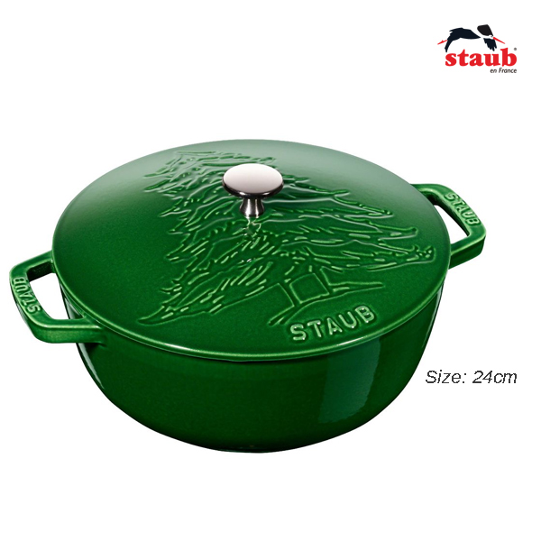 Nồi Staub nắp hình cây thông màu xanh rêu 24 cm 11172485