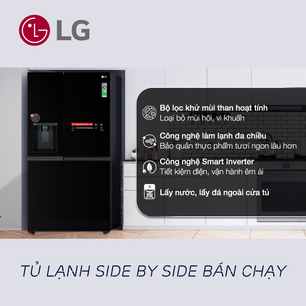 Tủ lạnh LG Inverter 635 lít Side By Side GR-D257WB